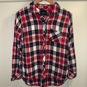 Rails Women’s Red and Black Plaid Button-Up Shirt ~ Size Medium